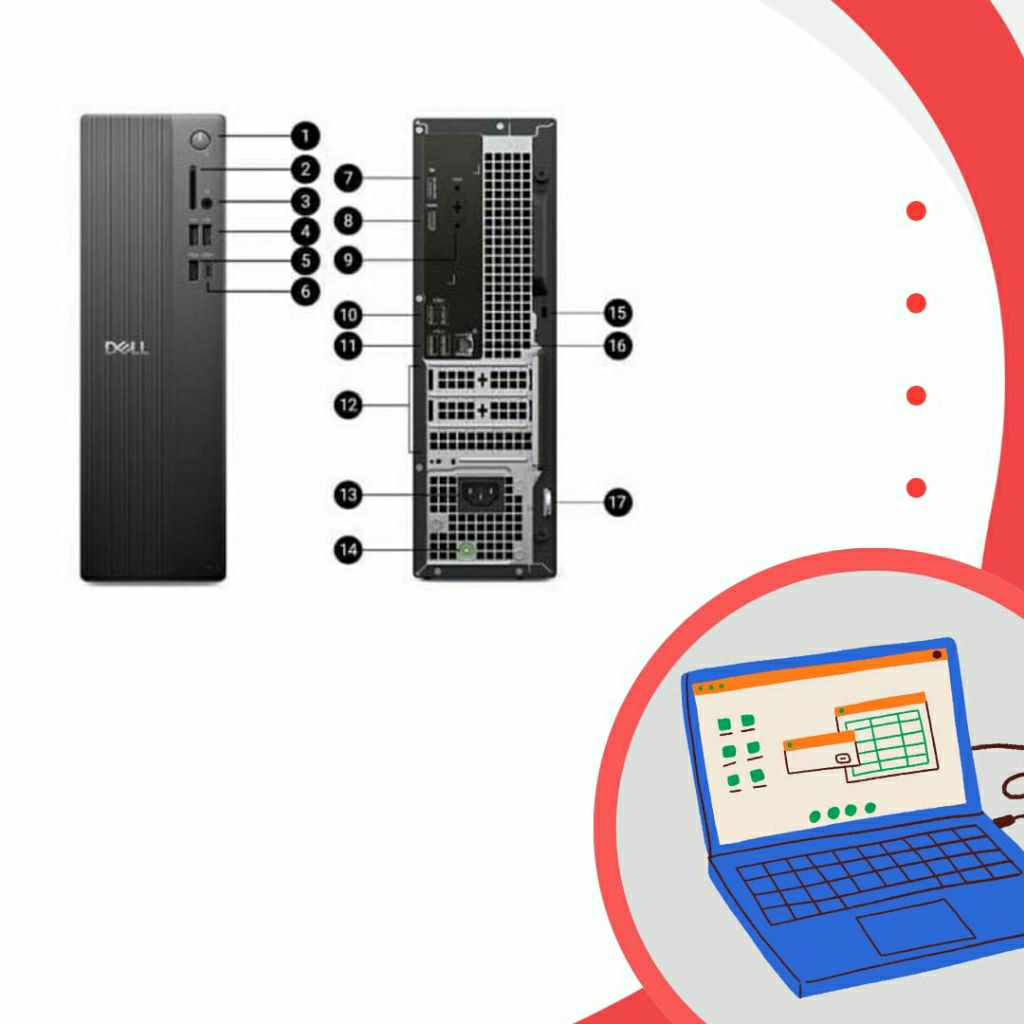 Bộ máy tính bàn Dell Slim ECS1250 i5-14400 / 8GB/ 512GB/ VGA onboard/ Windows 11 Home / 12 tháng