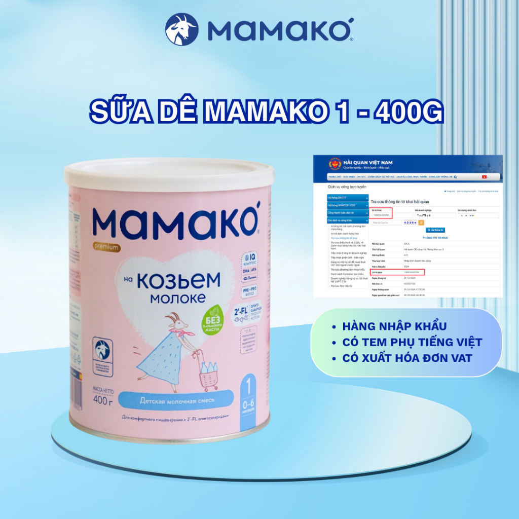 [ 400g ] Sữa Dê MAMAKO Premium 1