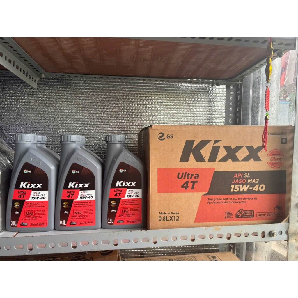 Thùng 12 nhớt xe máy số Kixx 15W-40 thể tích 800ml