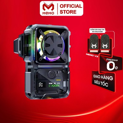 Sò lạnh tản nhiệt cho shipper MEMO DL23 tích điện giá đỡ điện thoại làm mát tăng fps màn hình hiển thị nhiệt độ