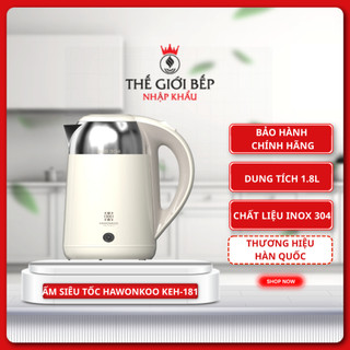 Ấm Siêu Tốc Hawonkoo KEH-181 1.8L – Inox 304, Công Suất 1500W, Tự Ngắt An Toàn