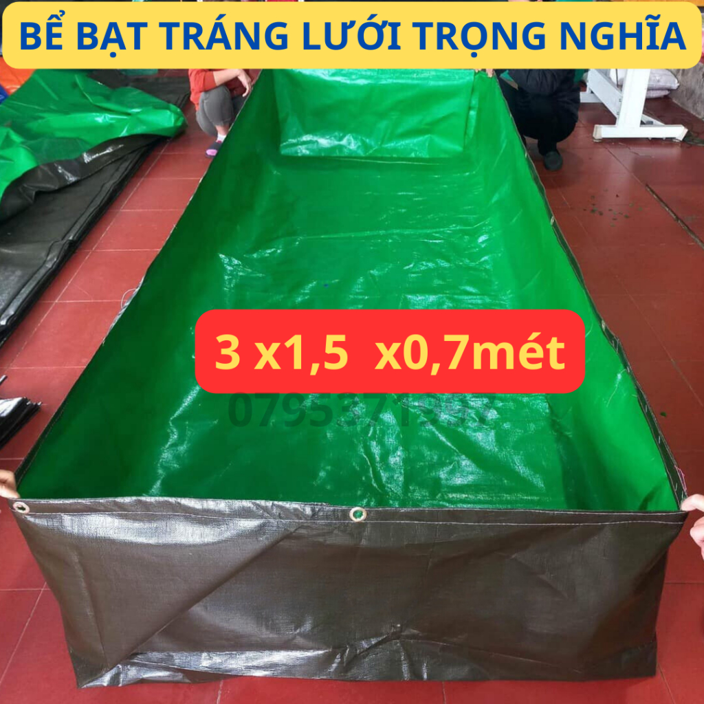 Bể bạt 3 x 1,5 x 0,7 mét nuôi trông cá ốc ếch lươn, bể tắm tặng va xả đi kèm|| Bể Bạt Trọng Nghĩa