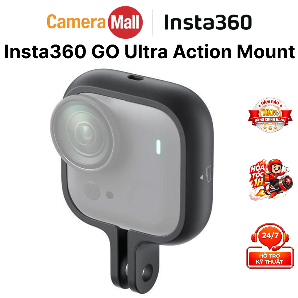 Insta360 GO Ultra Action Mount - Phụ kiện Go Ultra 360, Bộ chuyển đổi 2 chấu, Hỗ trợ chụp ngang và d