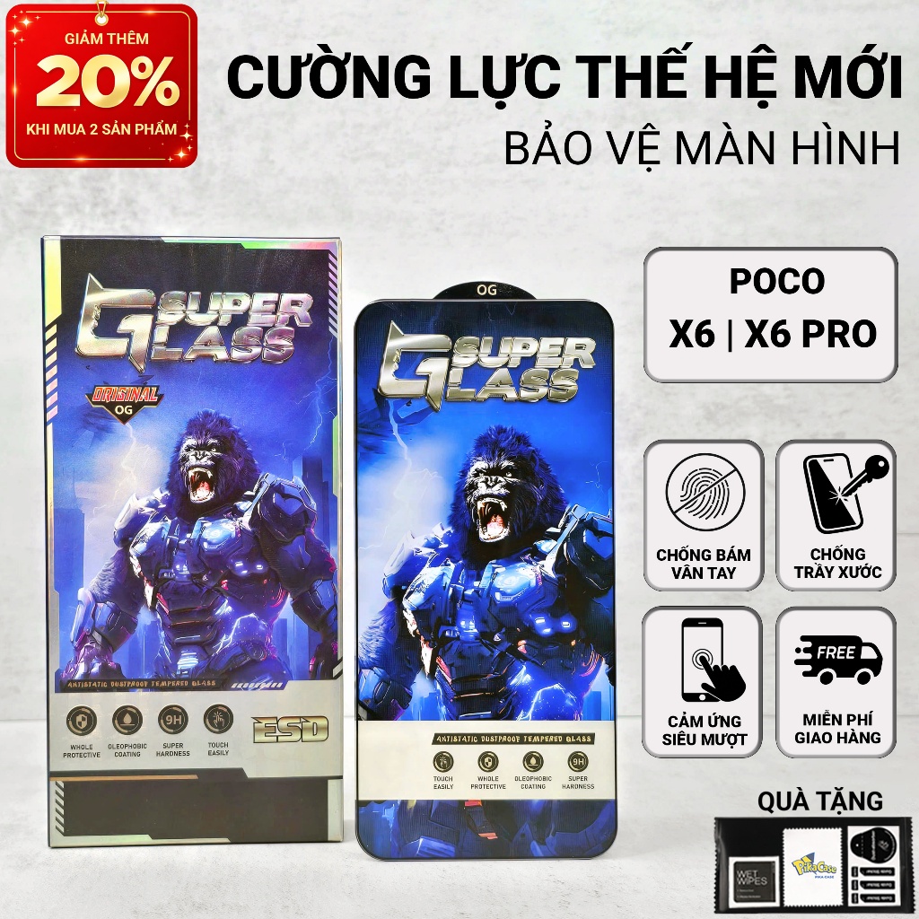 Cường lực Poco X6 Pro, X6 5G Pikacase PREMIUM full màn | Miếng kính dán bảo vệ màn hình cho Xiaomi