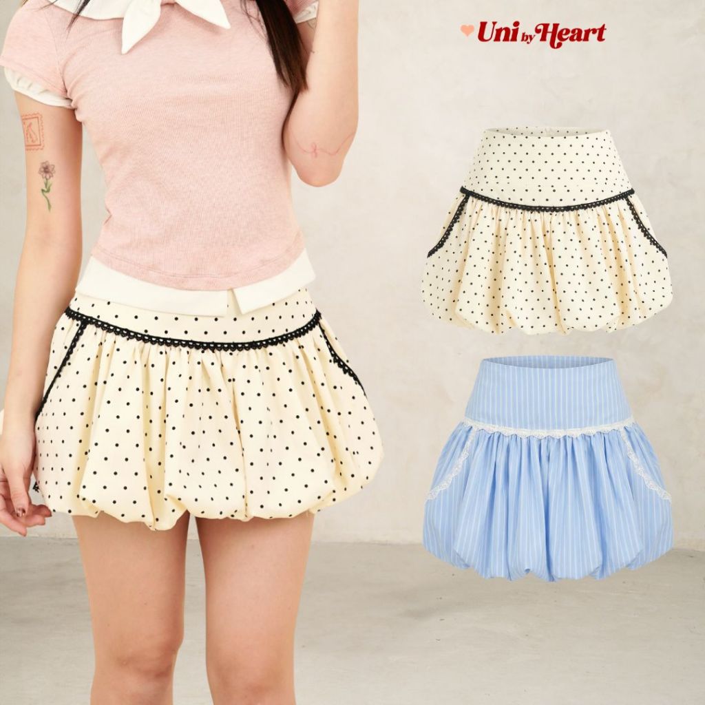 Chân váy bí Berry Skirt CVB07 phối ren, dáng phồng, họa tiết trẻ trung - Uni By Heart