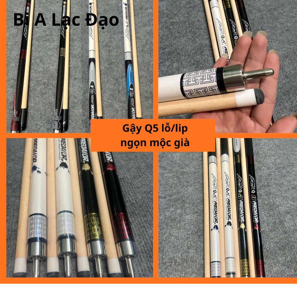 Cơ bida. Gậy bi a PREOAIDR Q5, Gậy bida lỗ, Cơ bida lip ngọn mộc gỗ già đạt tiêu chuẩn hạn chế cong 