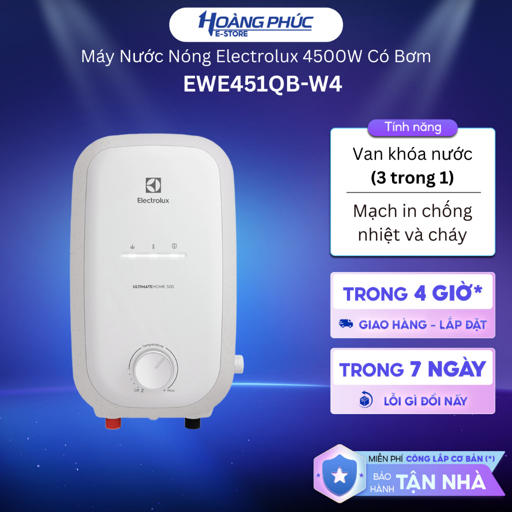 Máy Nước Nóng Electrolux 4500W EWE451QB-W4 Bơm / EWE451QX-W4 Không Bơm {Ship HCM 0Đ}