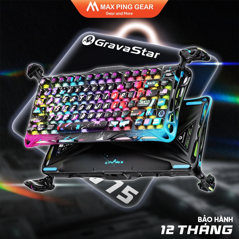 [HỎA TỐC] Bàn phím cơ Gaming Gravastar Mercury V75 PRO Limited Edition NEON GRAFFITI - Maxpinggear
