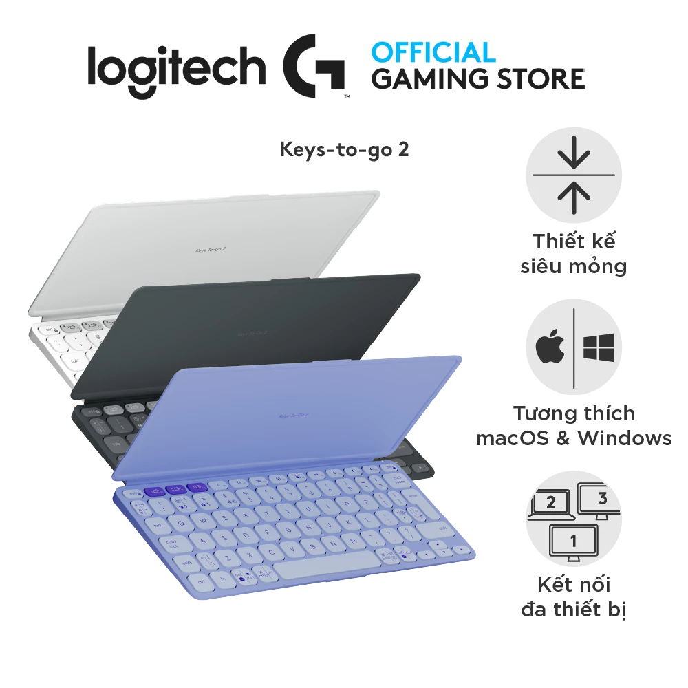 Logitech Keys-To-Go 2 Wireless Bluetooth Keyboard - Super slim & light, Long Battery Life, Multi Dev