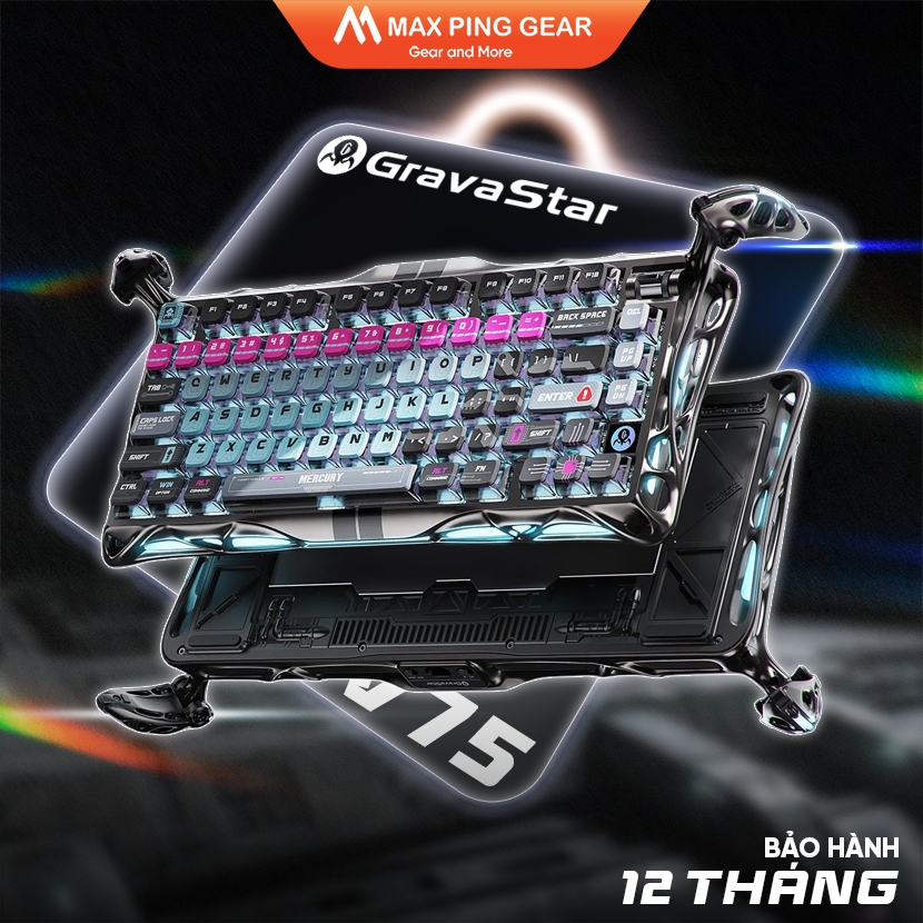 [HỎA TỐC] Bàn phím cơ Gaming Gravastar Mercury V75 PRO HE Cyberpunk - Maxpinggear
