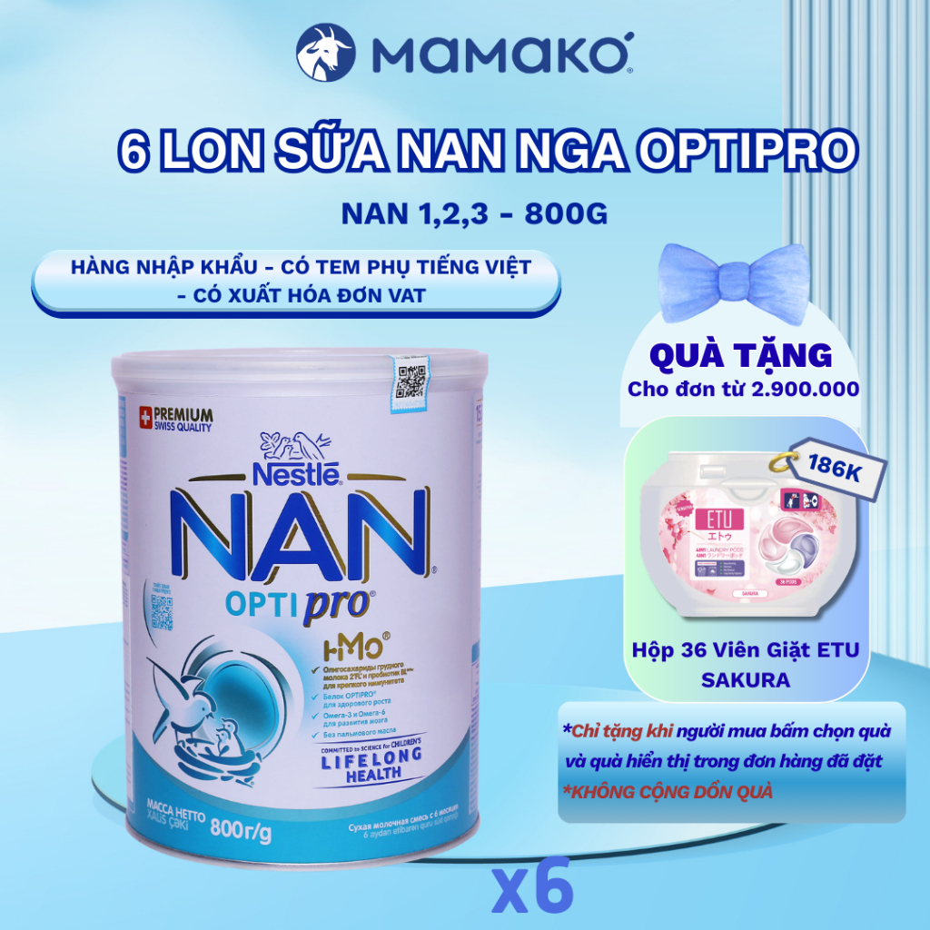 6 LON Sữa Nan Nga HMO Optipro 1,2,3 Mamako