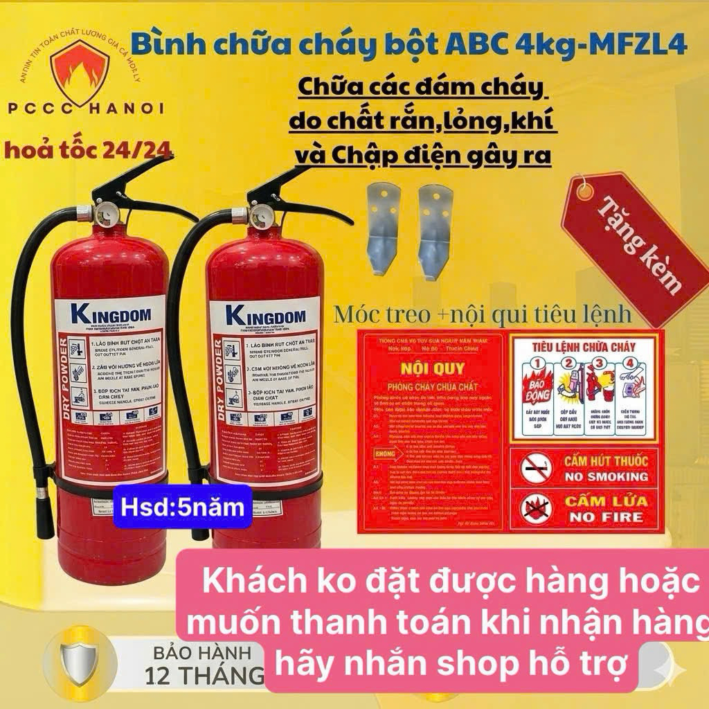 Bình chữa cháy,bình cứu hỏa BỘT ABC-4kg-MFZL4<Có KIỂM ĐỊNH-CHẤT LƯỢNG CAO>DÙNG GIA ĐÌNH,VĂN PHÒNG,Cử
