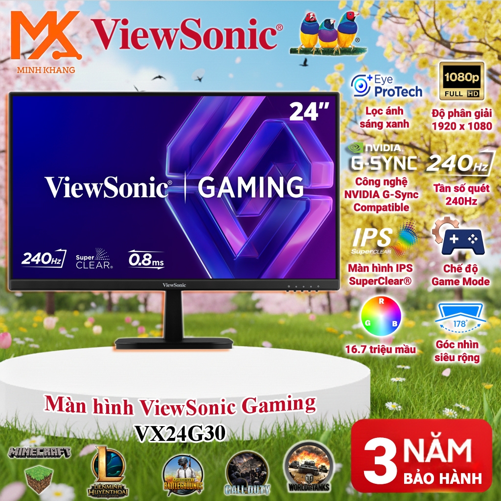 [Chính Hãng] ViewSonic VX24G30 Gaming Monitor 24 Inch FHD IPS 240Hz 1ms HDR100