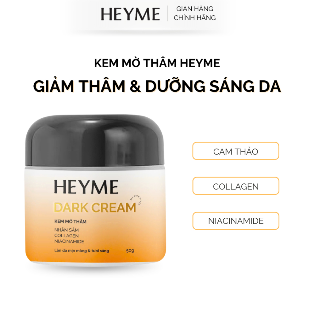 Kem hỗ trợ giảm thâm nách HEYME dưỡng trắng da vùng đầu gối, v3, bikini, khuỷu tay,... 50g