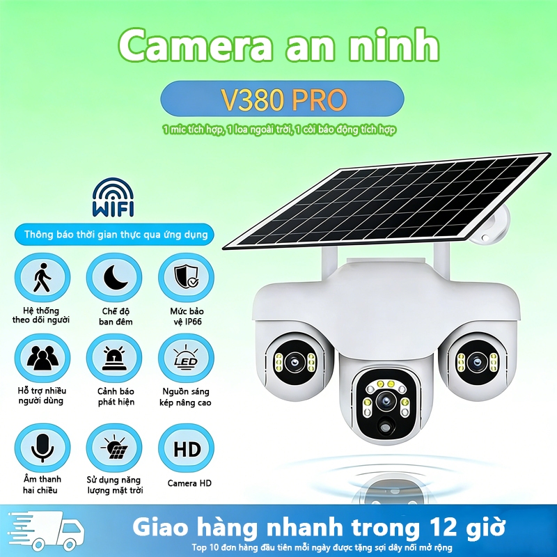 Camera 3 mắt 4G 360 độ Dosen Pro 1080P HD 4G IP Không thấm nước ngoài trời Ứng dụng V380 Professiona