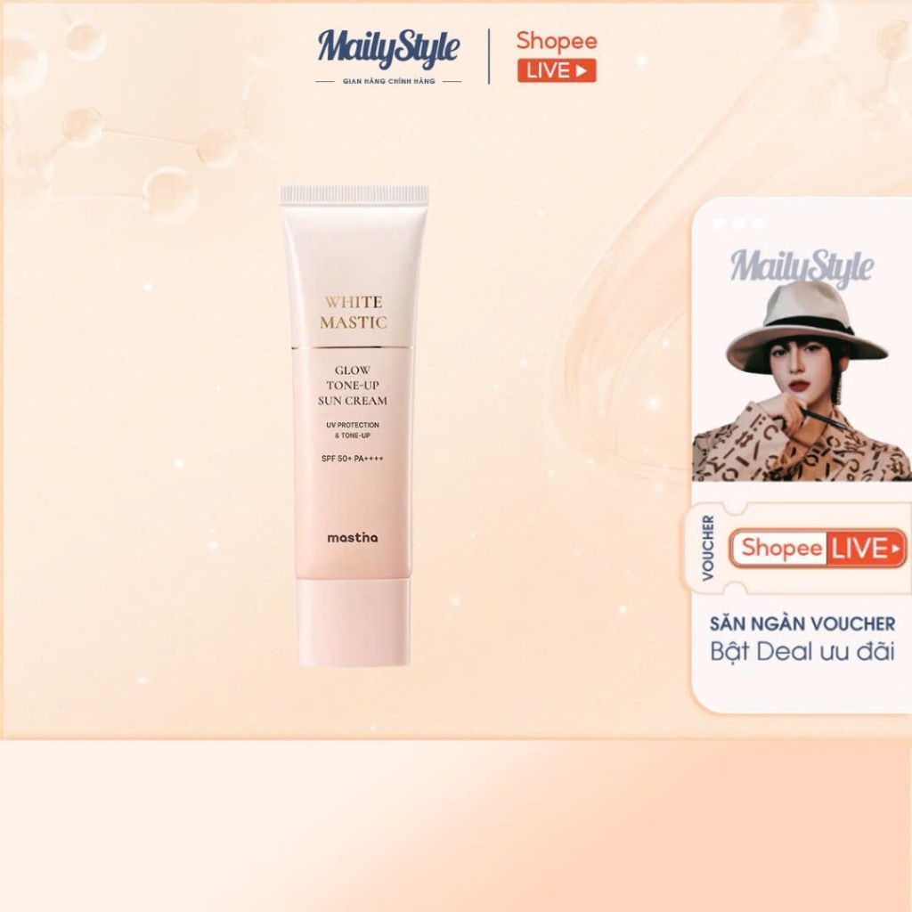 V508_ Combo (02 Tuýp) C36 KCN Mastina White Mastic Glow Tone-up Sun Cream + (01 CHAI NHỎ LẺ) A132 Bộ
