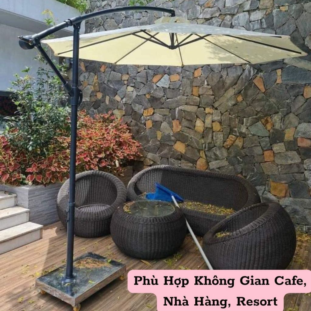 Ô Lệch Tâm Tròn 3m Giá Rẻ - Dù Che Nắng Ngoài Trời Cho Quán Cafe, Sân Vườn, Ban Công (Nhiều Màu)