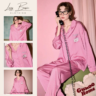 Bộ đồ ngủ nữ Lazy basic lụa cao cấp mềm mịn họa tiết hồng kẻ sọc phong cách dễ thương có Bigsize - Pijama Thiết Kế