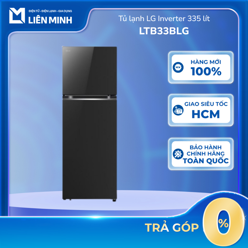 Tủ Lạnh LG Ngăn Đá Trên Inverter 335 Lít Màu Đen LTB33BLG [SHIP 0Đ HCM]