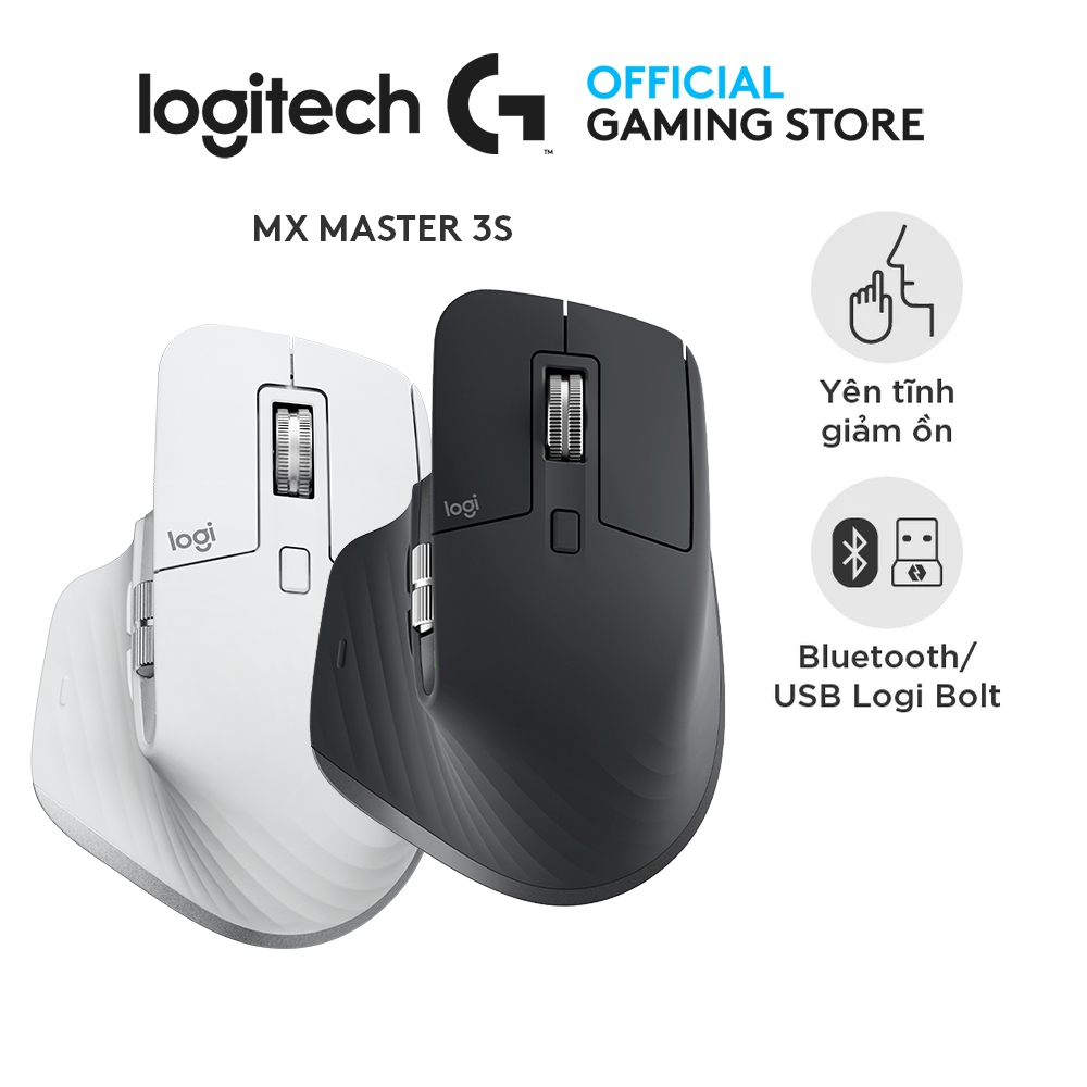 Logitech MX Master 3S Silent Wireless Mouse - Ultra-fast Scrolling, Ergo, 8K DPI, Track on Glass