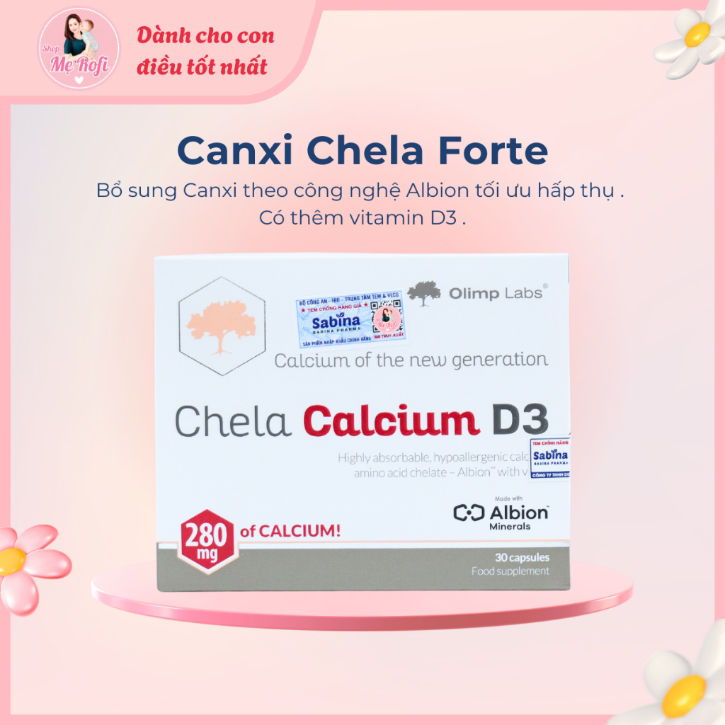 Viên uống Canxi Chela - Calcium D3 Sabina Thực Phẩm Hỗ Trợ Sức Khỏe - Mẹ Rofi