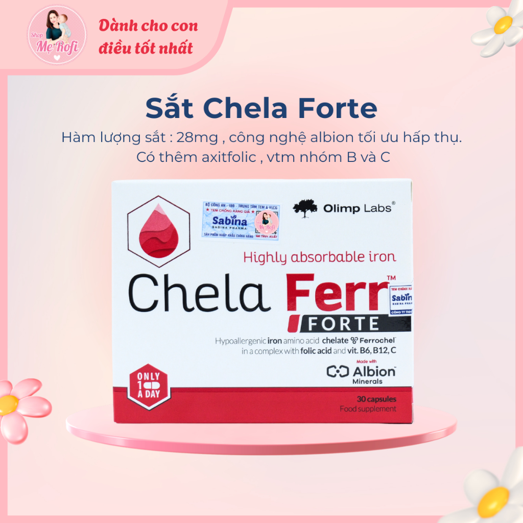 Sắt Chela Forte Sắt viên cho mẹ bầu, Công nghệ Albion dễ hấp thu - Mẹ Rofi