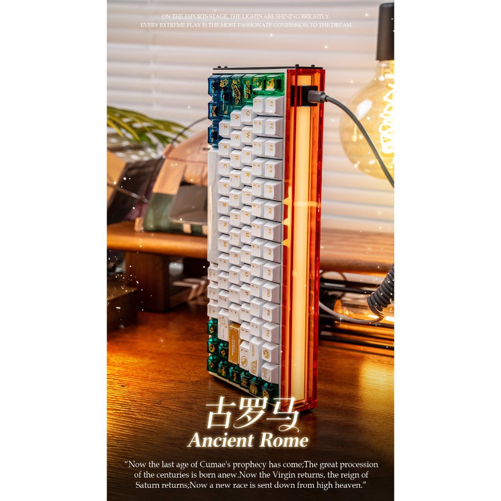 Keycap NORIIY | Ancient Rome | PBT Cherry | PC Gradient Xanh Lục | In Nhũ Vàng | Hỗ Trợ 60–108 & Mac