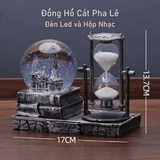 [Tặng thiệp] Quà lưu niệm-Quả cầu pha lê phát nhạc LED cổ điển-Đồng hồ cát trang trí cao cấp-Quà sinh nhật, tốt nghiệp