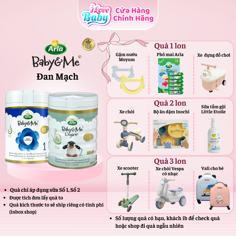 Sữa Bột Arla Baby&Me Organic Đạm A2 & Arla HMO-Phát Triển Toàn Diện số 1 "ilovebabyshop"