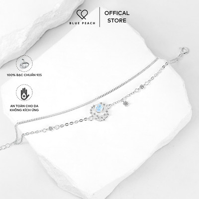 Lắc Tay Bạc Blue Peach LT Glitter Moon VN - Moonstone - 	LT655