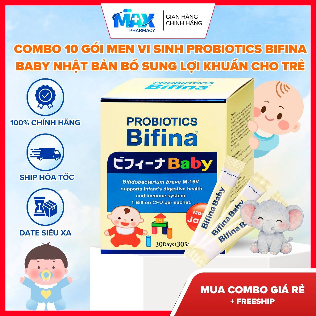 COMBO 10 gói Men vi sinh Probiotics Bifina Baby Nhật Bản bổ sung lợi khuẩn cho trẻ