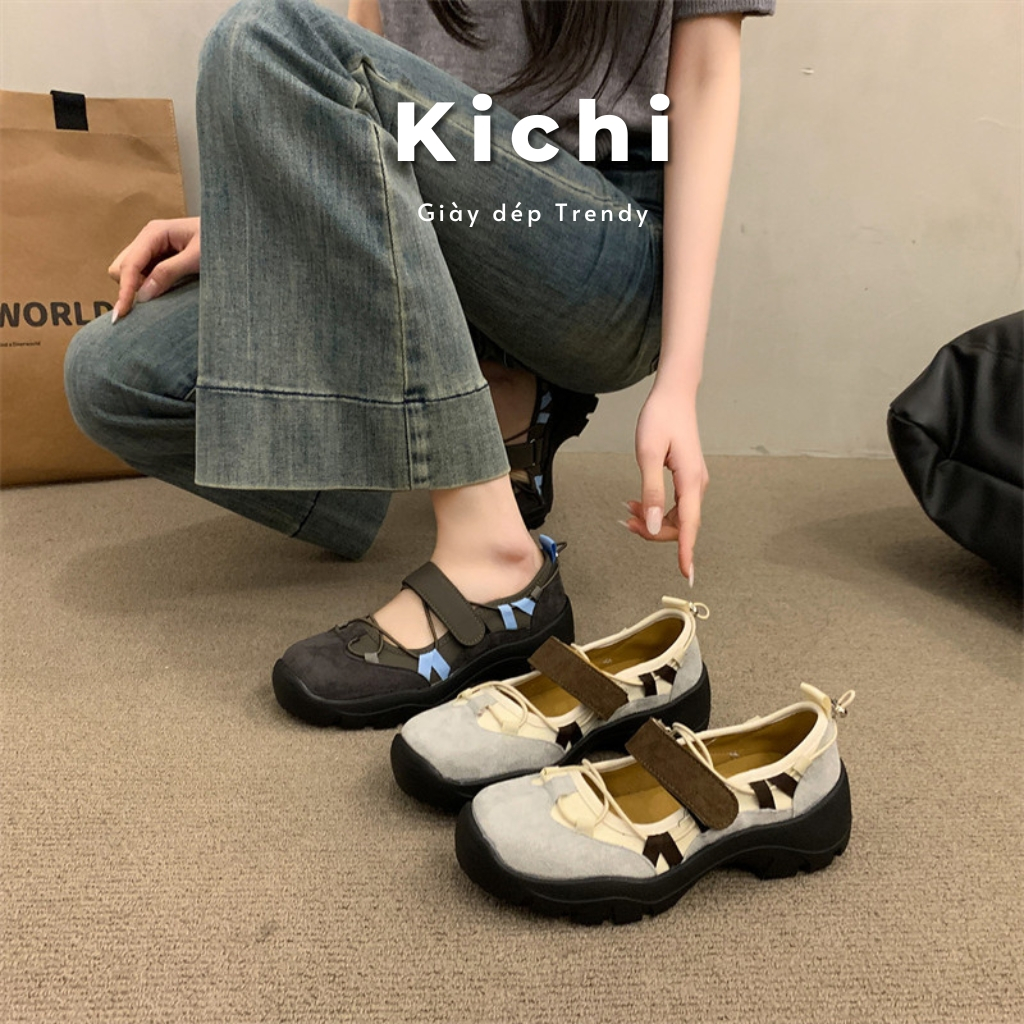 Giày nữ KICHI quai dán, chất liệu nhẹ, đế nâng cao 6 cm mã 7706-2