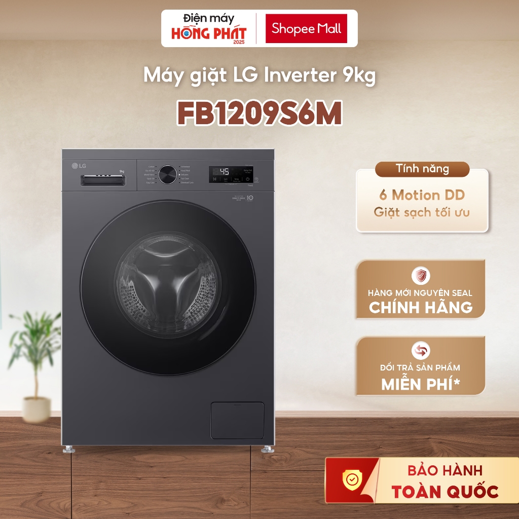 Máy Giặt Lồng Ngang Inverter Hơi Nước 9kg Màu Đen FB1209S6M [Freeship HCM]