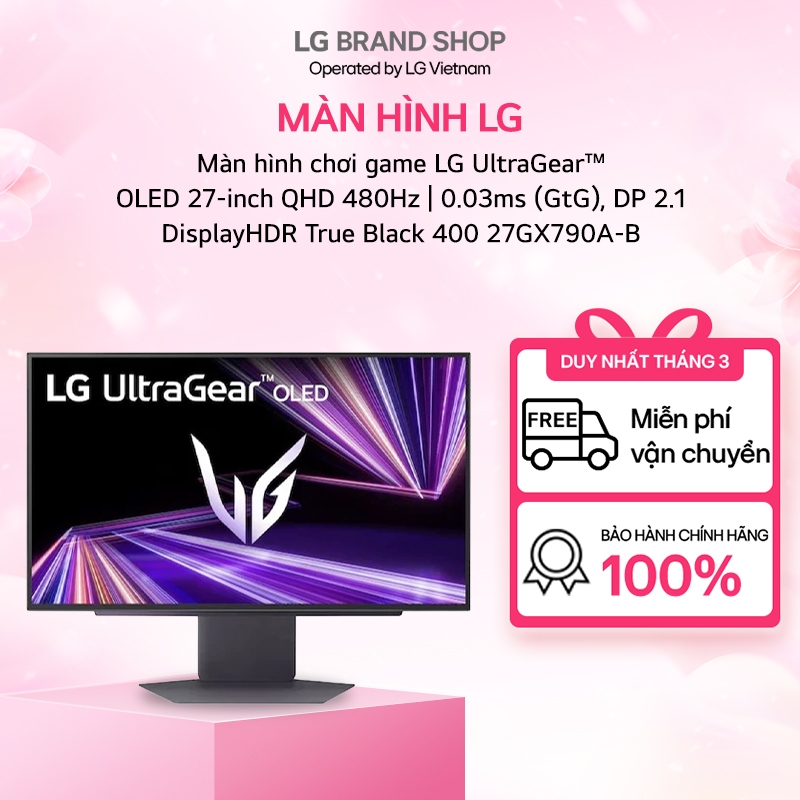 Màn hình chơi game LG UltraGear™ OLED 27-inch QHD 480Hz | 0.03ms (GtG), DP 2.1, DisplayHDR True Blac