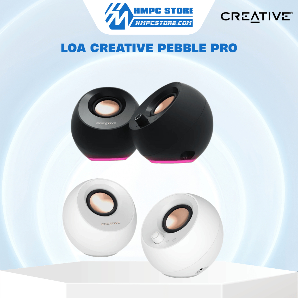 Loa máy tính Creative Pebble Pro 2.0 RGB - Công suất 60W, USB-C, Bluetooth 5.3 - Hàng 12 Chính Hãng