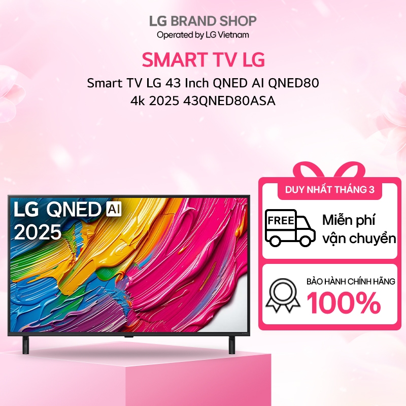 [Chỉ giao miền Nam/Bắc] 43QNED80ASA -TV thông minh LG 43 Inch QNED AI QNED80 4k Smart TV 2025
