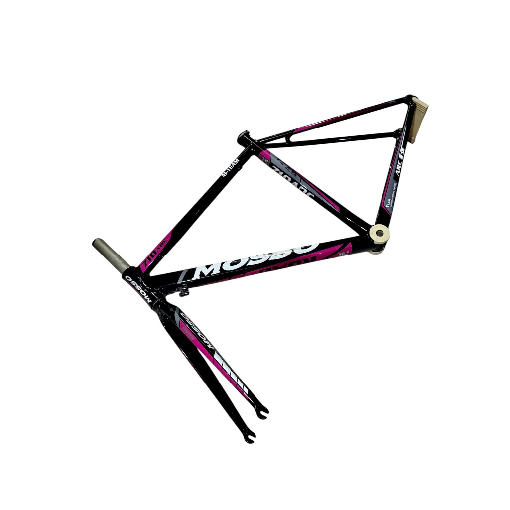 Sườn nhôm road kèm phuộc Mosso hồng đen, road 700c dành cho xe đạp