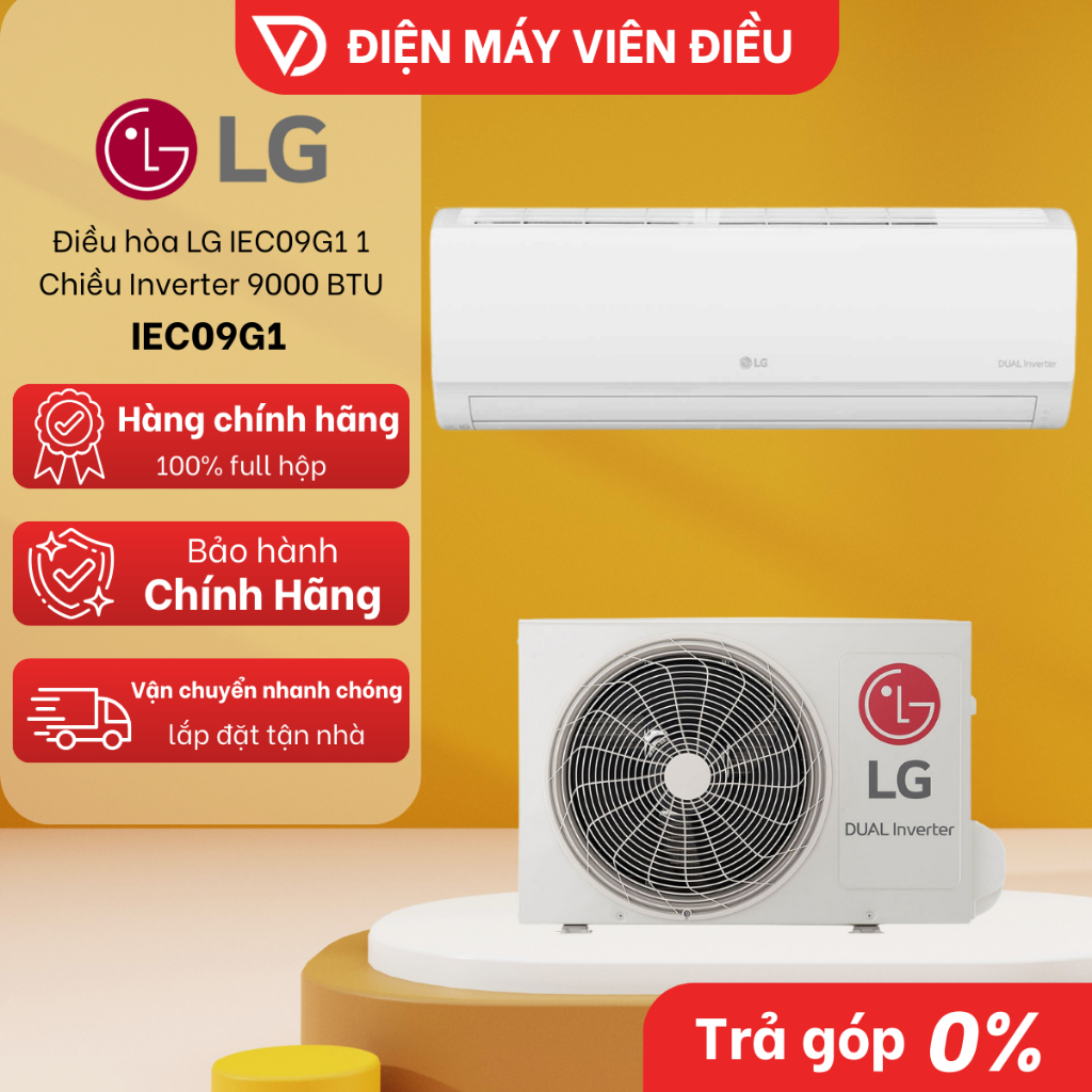 IEC09G1 - Điều hòa LG IEC09G1 1 Chiều Inverter 9000 BTU –Làm Lạnh Nhanh, Bền Bỉ