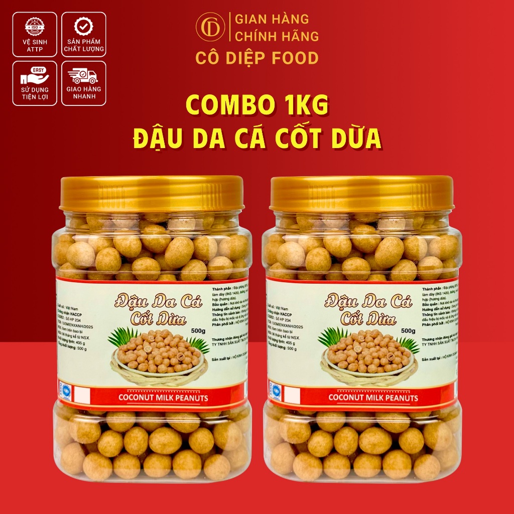 2KG Đậu Phộng Mix 2 Vị [1KG Đậu Phộng Tỏi Ớt L1 + 1KG Đậu Phộng Cốt Dừa L1](Đầy Đủ Hồ Sơ Công Bố & Kiểm Nghiệm Sản Phẩm)
