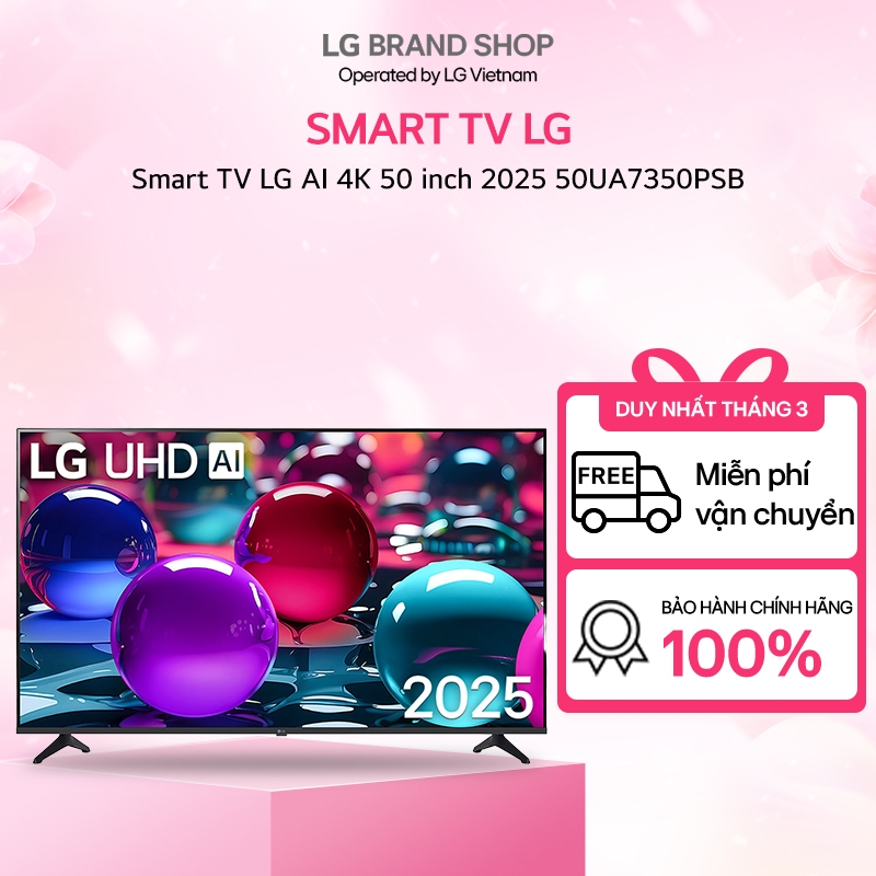 [ Chỉ giao miền Nam/Bắc ]50UA7350PSB - TV thông minh LG AI 4K 50 inch 2025