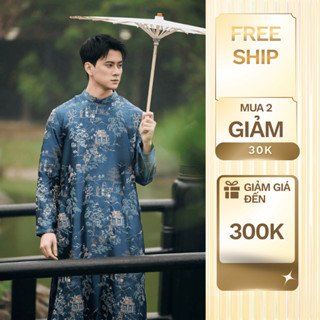 Áo dài nam Kỉ Hoa chất liệu gấm thêu cao cấp , sang trọng, lịch lãm