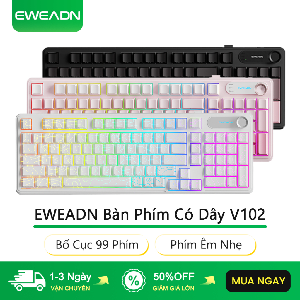 EWEADN Bàn Phím Có Dây V102 Bố Cục 99 Phím Phím Êm Nhẹ Wired Keyboard Bàn Phím Máy Tính Bàn Phím Cơ 