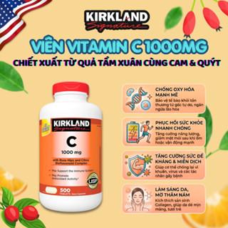 Viên uống Vitamin C Hàm lượng 1000mg Kirkland Signature Sáng da, mờ thâm, tăng đề kháng Hộp 500 viên