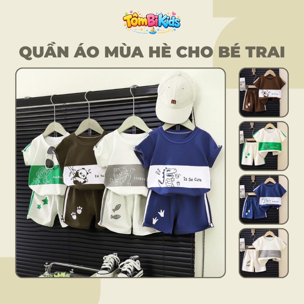 Combo Bộ Quần Áo Cotton Mùa Hè Cho Bé Trai - Tôm Bi Kids