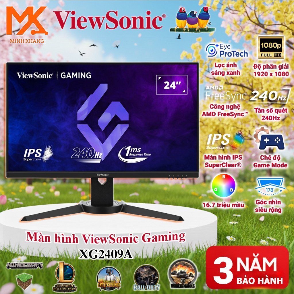 [Chính Hãng] ViewSonic XG2409A Gaming Monitor 23.8 Inch IPS 240Hz 1ms FHD