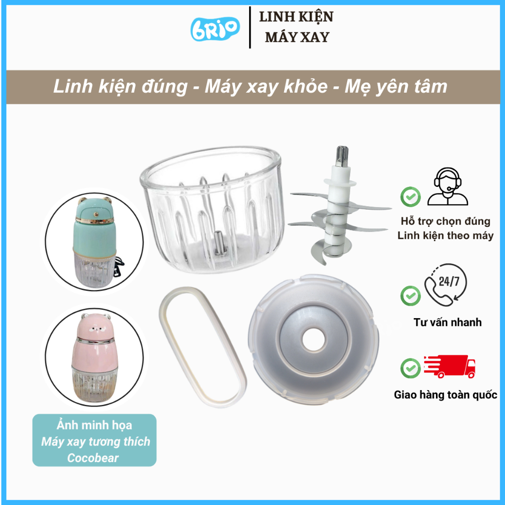 Cối thủy tinh thay thế, lưỡi dao thay thế máy xay Cocobear 8 lưỡi