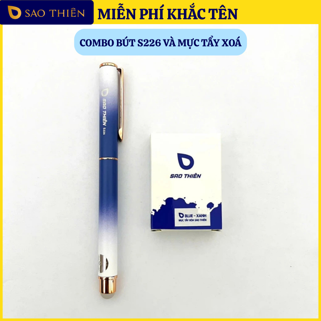 Combo Bút Máy Sao Thiên S226 + Hộp Mực 10 Ống Tẩy Xoá