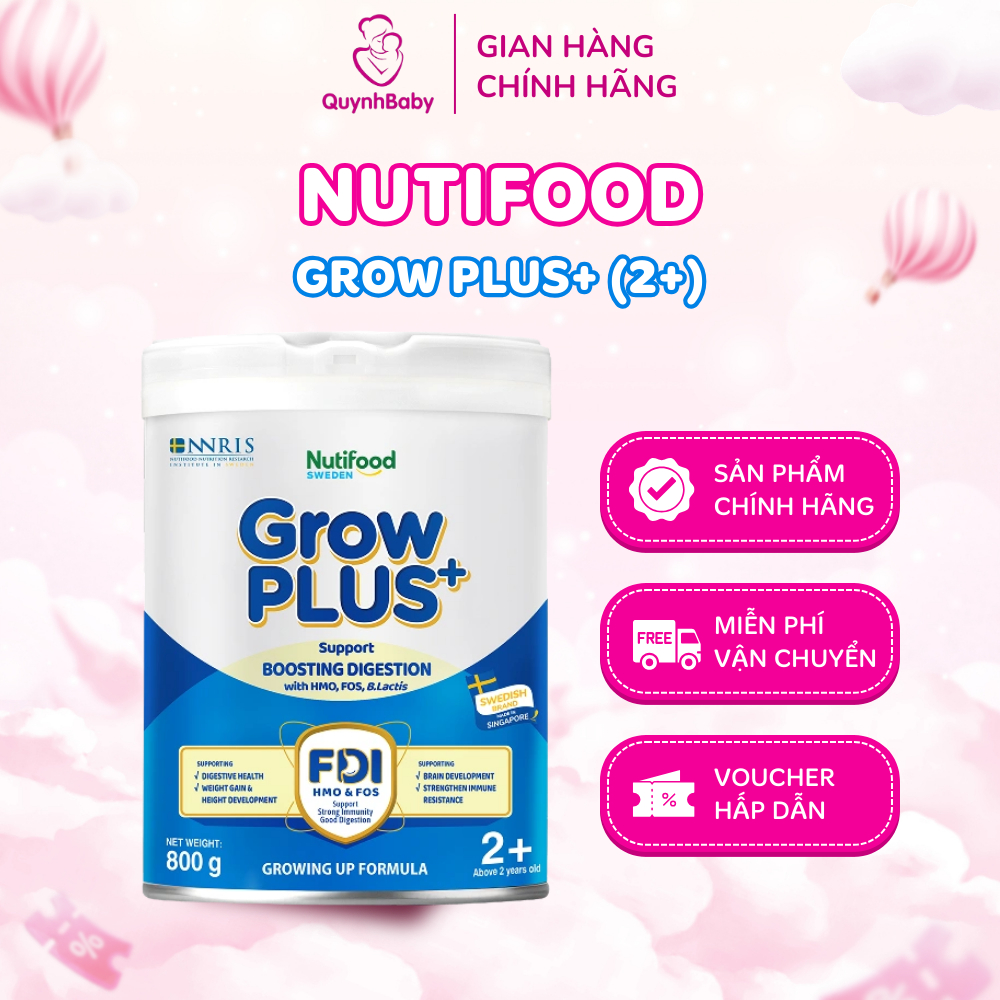Nutifood Grow plus xanh nhạt 2+ lon 800g