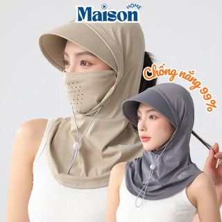 Mũ Chống Nắng Trùm Đầu Tích Hợp Khẩu Trang Dây Rút Điều Chỉnh MAISON, Mặt Nạ Chống Tia UV Có Lỗ Thoáng Khí