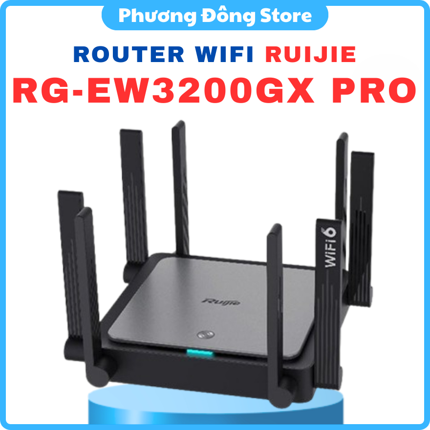 ROUTER WIFI 6 RUIJIE REYEE RG-EW3200GX PRO - Tốc độ lên đến 3200Mbps, Hỗ trợ 2 băng tần, Phủ sóng rộ